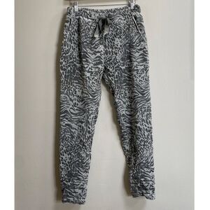 Brand Bazar Grey Animal Print Microfiber Suede Ankle Pants Size Small